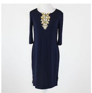 Anne Klein 3/4 sleeve Navy Blue stretch dress